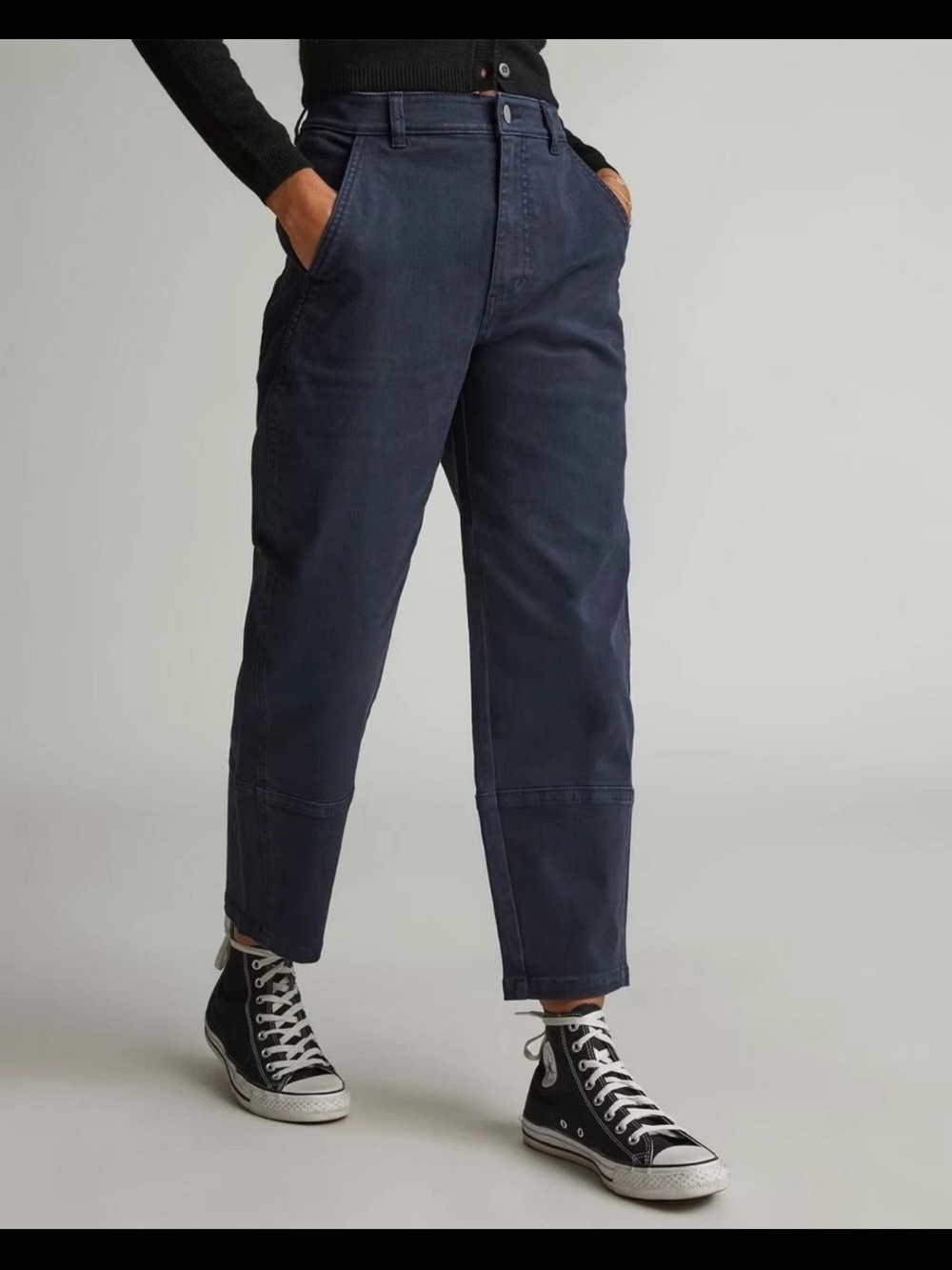 Everlane Barrel Utility cargo twill Navy High Rise Pants sz 16 ankle cropped